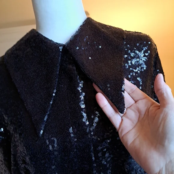 Eloquii Black Sequin Blouse - Picture 2 of 9